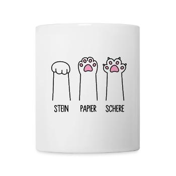 Stein Papier Schere Katze Pfote Spiel Katzenpfoten - Tasse - Weiß - Vorne