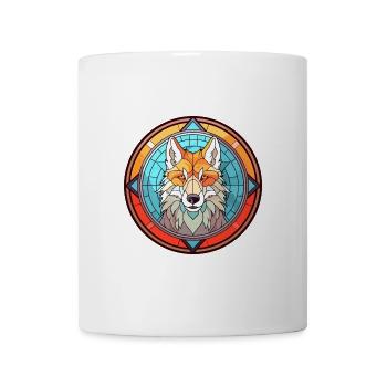 Wolf Buntes Glas Bunte Karikatur Kawaii Tier - Tasse - Weiß - Vorne