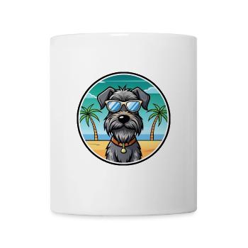 Chien d’arrêt allemand à poil dur race dessin animé plage - Mug blanc - blanc - Devant