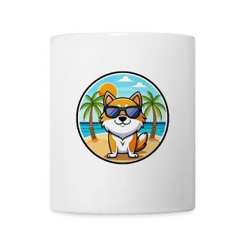 Hokkaido Hunderasse Cartoon Sonnenbrille Strand - Tasse - Weiß - Vorne