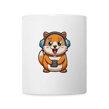 Hamster Lustige Zeichentrickfigur Kopfhörer Musik - Tasse - Weiß - Vorne