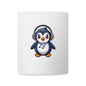 Pinguin Lustige Zeichentrickfigur Kopfhörermusik - Tasse - Weiß - Vorne