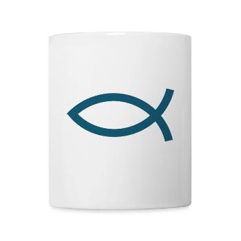 Blauer Jesusfisch Ichthys Jesus Fisch Geschenkidee - Tasse - Weiß - Vorne
