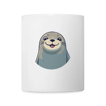 Siegelkarikatur Kawaii Aquarellillustration - Tasse - Weiß - Vorne