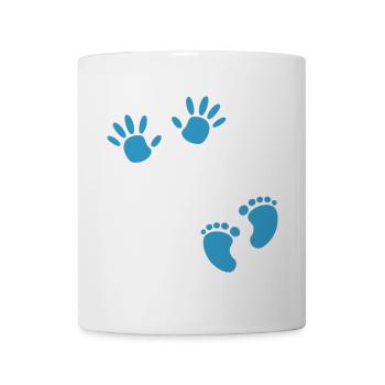 Pregnancy footprint hand boy baby belly - Mug - white - Front