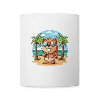 Biber Lustige Cartoon Sommer Strand Sonnenbrille - Tasse - Weiß - Vorne