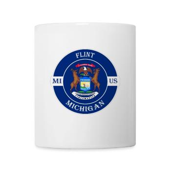 Flint Michigan Flagge USA Reise Souvenir Abzeichen - Tasse - Weiß - Vorne