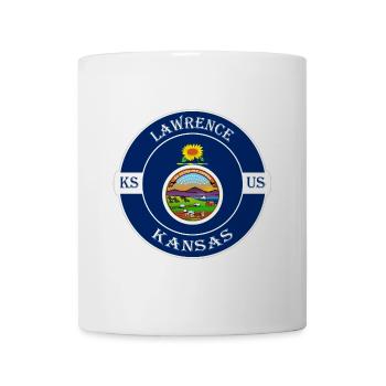 Lawrence Kansas Flagge USA Reise Souvenir Abzeichen - Tasse - Weiß - Vorne