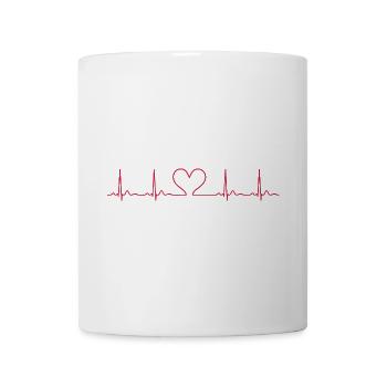 Ligne ECG du battement cardiaque Vecteur d’ondes d’impulsion médicale - Mug blanc - blanc - Devant