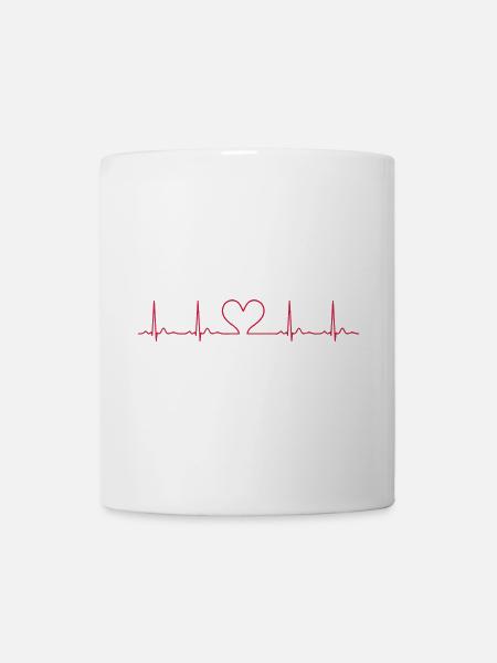 Ligne ECG du battement cardiaque Vecteur d’ondes d’impulsion médicale - Mug blanc - blanc