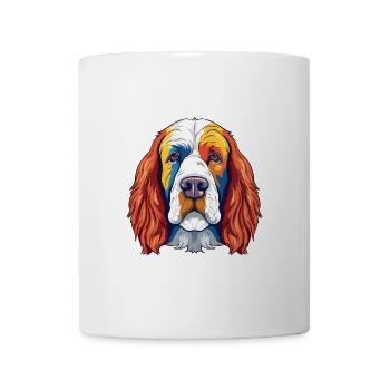 Clumber Spaniel Hund Rasse Aquarell Cartoon Kawai - Tasse - Weiß - Vorne