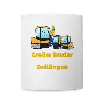 Großer Bruder Von Zwillingen Bagger Nachwuchs - Tasse - Weiß - Vorne