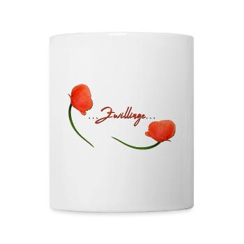 Zwillinge Mohn Klatschmohn Sternzeichen Zwillinge - Tasse - Weiß - Vorne