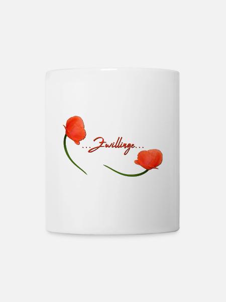 Zwillinge Mohn Klatschmohn Sternzeichen Zwillinge - Tasse - Weiß