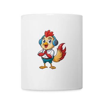 Coq Drôle Dessin Animé Personnage Casque Musique - Mug blanc - blanc - Devant