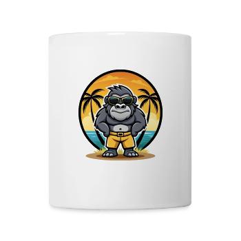 Gorilla Lustige Cartoon Sommer Strand Sonnenbrille Cool - Tasse - Weiß - Vorne