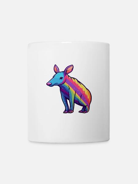 Erdferkel Buntes Aquarell Cartoon Kawaii Tier - Tasse - Weiß