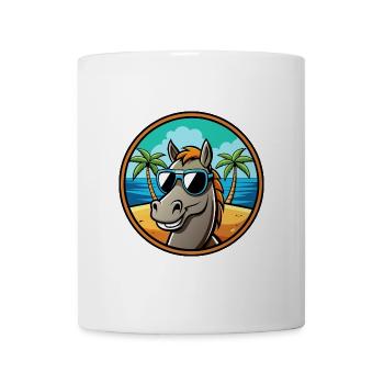Cheval Drôle Dessin Animé Plage D’été Lunettes De Soleil Cool - Mug blanc - blanc - Devant
