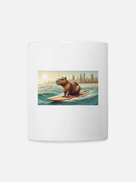 Surfendes Wasserschwein - Tasse - Weiß