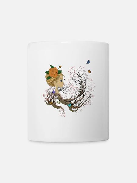 Baummädchen mit Blumen - Tasse - Weiß