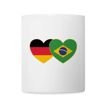 Brasilien Deutschland Flagge Herz - Tasse - Weiß - Vorne