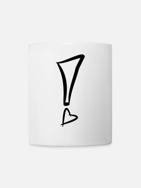 Ausrufezeichen mit Herz Schwarz - Tasse - Weiß