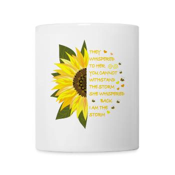 Sonnenblumen Blüte mit Text - Tasse - Weiß - Vorne
