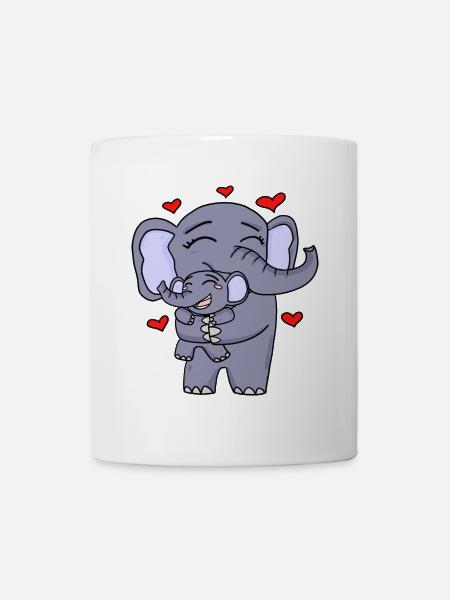 Elephant family cute - Mug - white