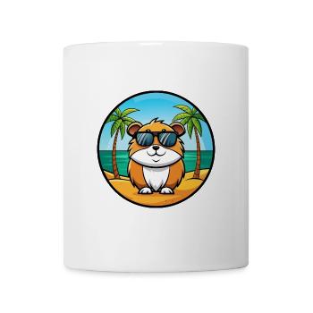 Cochon d’Inde Drôle Dessin Animé Plage Été Lunettes de soleil - Mug blanc - blanc - Devant
