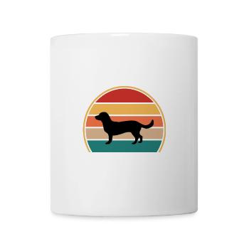 Alpine Dachsbracke Hund Silhouette Retro Sonnenuntergang - Tasse - Weiß - Vorne