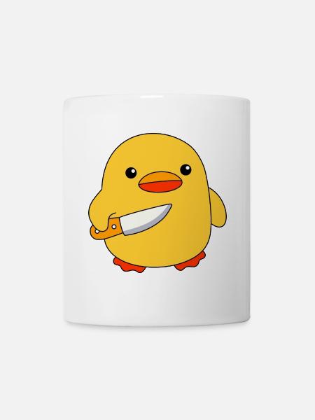 Baby Ente mit Messer Enten Küken Lustig Entenküken - Tasse - Weiß