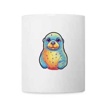 Siegel buntes Aquarell Karikatur Kawaii Tier - Tasse - Weiß - Vorne