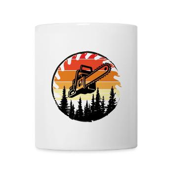 Kettensäge Axt Förster Holzfäller Säge Ketten Holz - Tasse - Weiß - Vorne