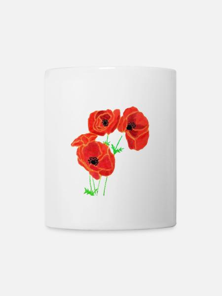 Mohnblumen - Tasse - Weiß