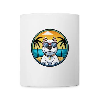 Dogue Argentino Chien Race Dessin Animé Lunettes De Soleil Plage - Mug blanc - blanc - Devant