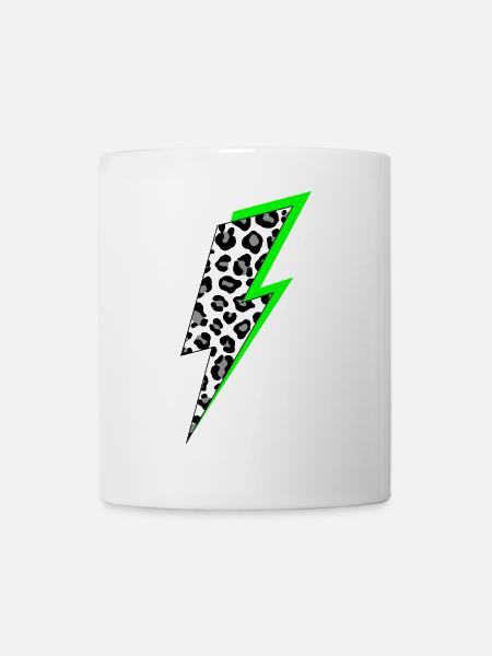 Blitz Leoparden Muster mit Neon Schatten - Tasse - Weiß