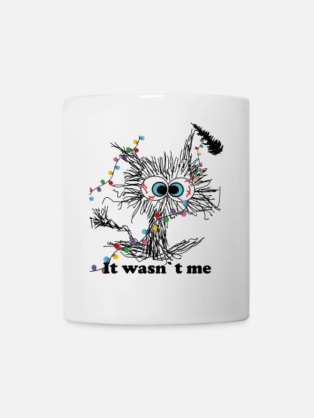 Lustige Augen und Weihnachtslichter Design - Tasse - Weiß