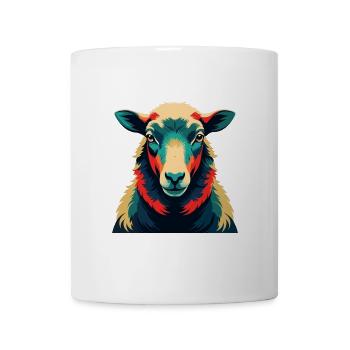 Schaf Cartoon Figur Buntes Haustier Tier - Tasse - Weiß - Vorne