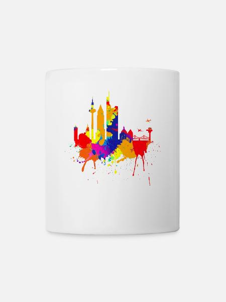 Frankfurt Skyline Bunte Farben Malerei Kunst Liebe - Tasse - Weiß