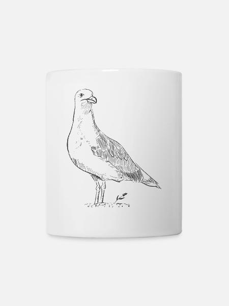 Colombe Vintage – Croquis d’oiseau dessiné à la main - Mug blanc - blanc