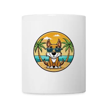 Lettischer Jagdhund Rasse Cartoon Sonnenbrille Strand - Tasse - Weiß - Vorne