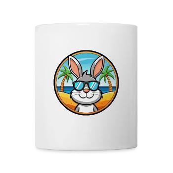 Kaninchen Lustige Cartoon Sommer Strand Sonnenbrille Cool - Tasse - Weiß - Vorne