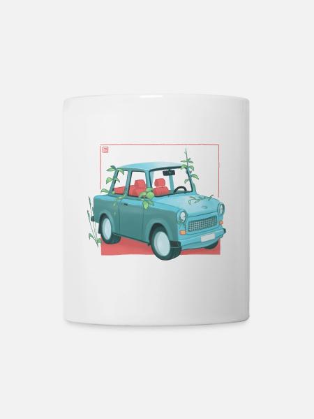 Trabi mit Pflanzen - Tasse - Weiß