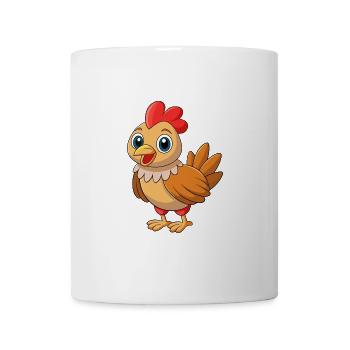 Huhn Niedliches Maskottchen Zeichentrickfigur Kawaii - Tasse - Weiß - Vorne