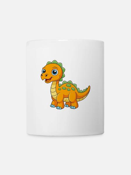 Dinosaure Mignon Mascotte Personnage De Dessin Animé Kawaii - Mug blanc - blanc