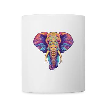 Elefant Bunte Aquarell-Tierillustration - Tasse - Weiß - Vorne