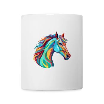 Pferd buntes Aquarell Karikatur Kawaii Tier - Tasse - Weiß - Vorne