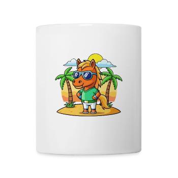 Cheval Drôle Dessin Animé Plage Été Lunettes de soleil - Mug blanc - blanc - Devant