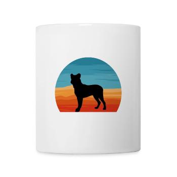 Cao Fila De Seo Miguel Hund Silhouette Retro Sonnenuntergang - Tasse - Weiß - Vorne