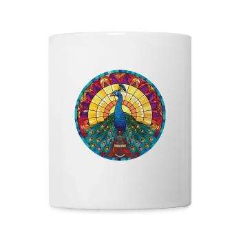 Bunte Aquarell-Tierillustration des Pfaus - Tasse - Weiß - Vorne